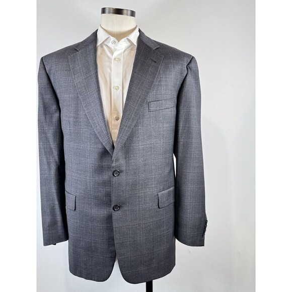 Burberry Mens Blazer Windowpane Gray Two Button Wool Sports Coat Suit Jacket 46R - Picture 5 of 14